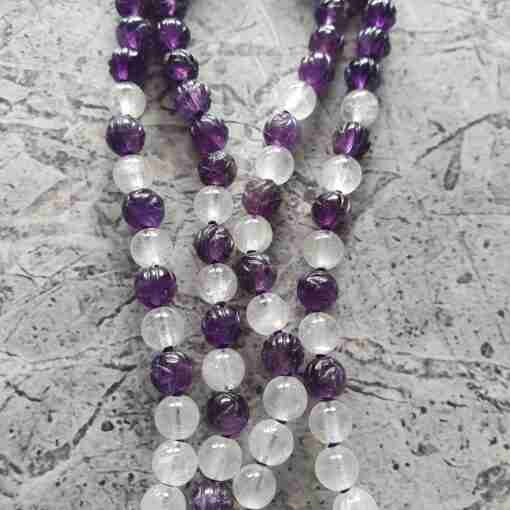 Amethyst-Milchquarz-Mala mit Seidenquaste + Armband – Bild 12
