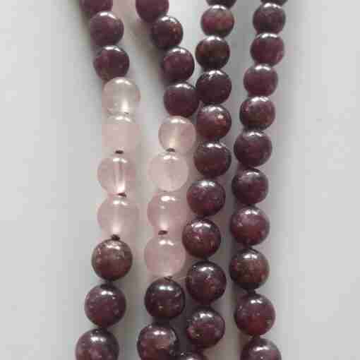 Lepidolith-Rosenquarz-Mala + Armband – Bild 13