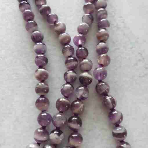Amethystquarz ("Chevron-Amethyst") -Mala mit Edelstahlanhänger + Armband – Bild 13
