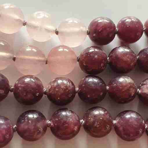 Lepidolith-Rosenquarz-Mala + Armband – Bild 14