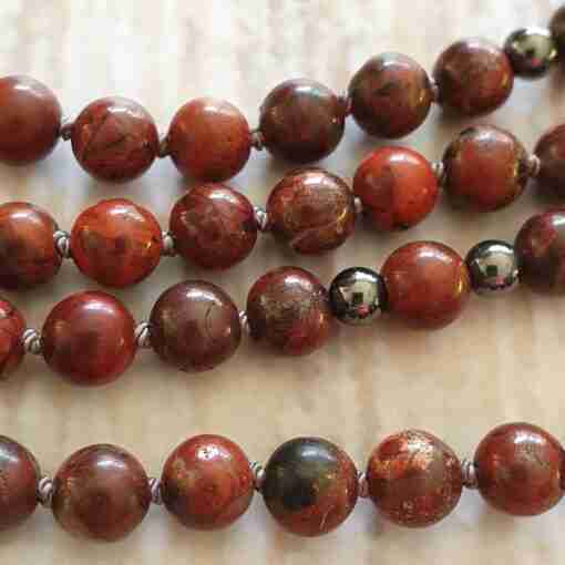Jaspis ("Brekzien-Jaspis") -Hämatit-Mala mit passendem Armband – Bild 14