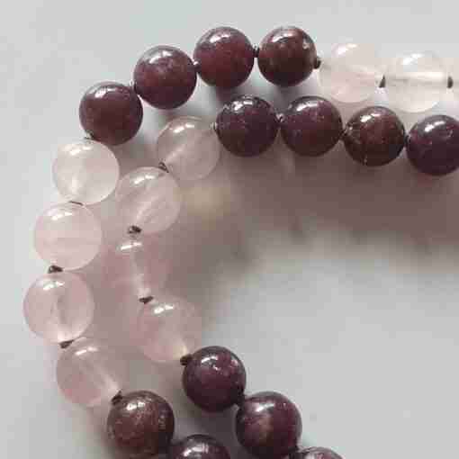 Lepidolith-Rosenquarz-Mala + Armband – Bild 15
