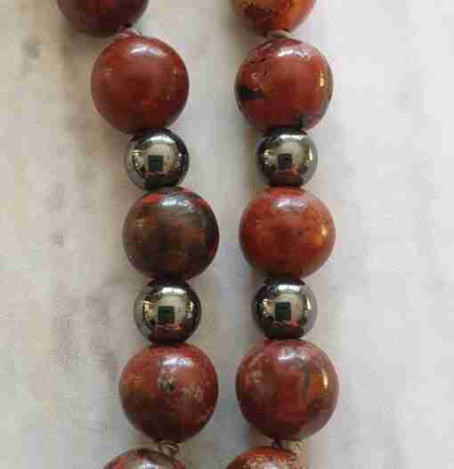 Jaspis ("Brekzien-Jaspis") -Hämatit-Mala mit passendem Armband – Bild 17