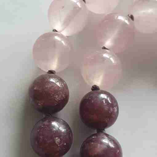 Lepidolith-Rosenquarz-Mala + Armband – Bild 18