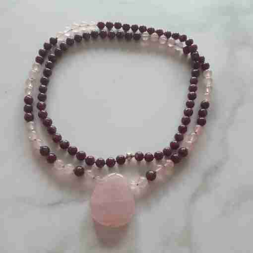 Lepidolith-Rosenquarz-Mala + Armband – Bild 3