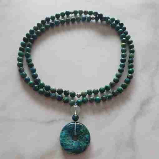 Chrysokoll-Mala + Armband – Bild 3