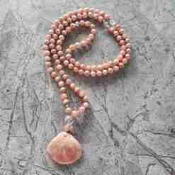 Rhodochrosit-Bergkristall-Mala