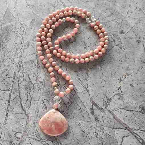 Rhodochrosit-Bergkristall-Mala