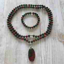 Heliotrop-Mala (4) + Armband