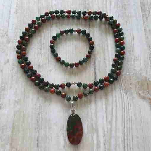 Heliotrop-Mala (4) + Armband