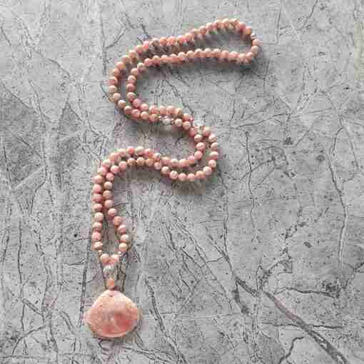 Rhodochrosit-Bergkristall-Mala – Bild 4