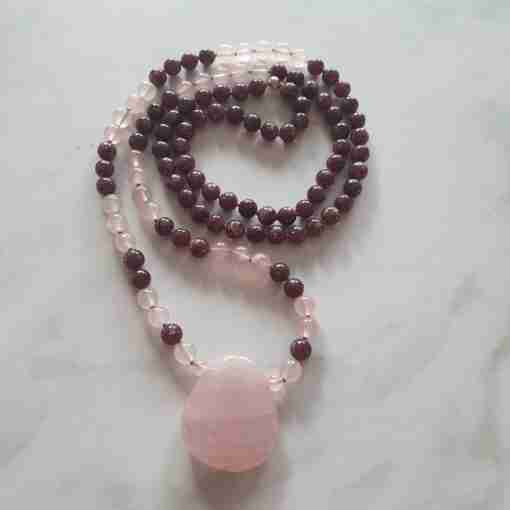 Lepidolith-Rosenquarz-Mala + Armband – Bild 5