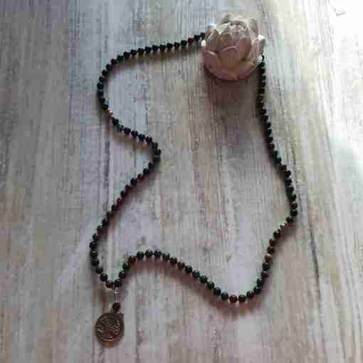 Heliotrop-Mala (2) mit Edelstahlanhänger (Lebensbaum) – Bild 5