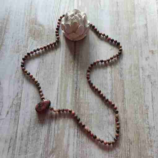 Rhodonit-Mala, matt (1), mit kleinerem Rhodonit-Anhänger – Bild 5
