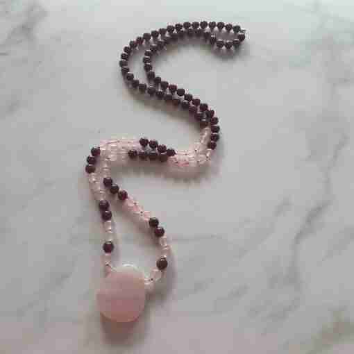 Lepidolith-Rosenquarz-Mala + Armband – Bild 6
