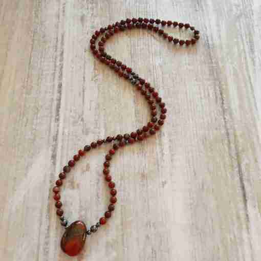 Jaspis ("Brekzien-Jaspis") -Hämatit-Mala mit passendem Armband – Bild 6