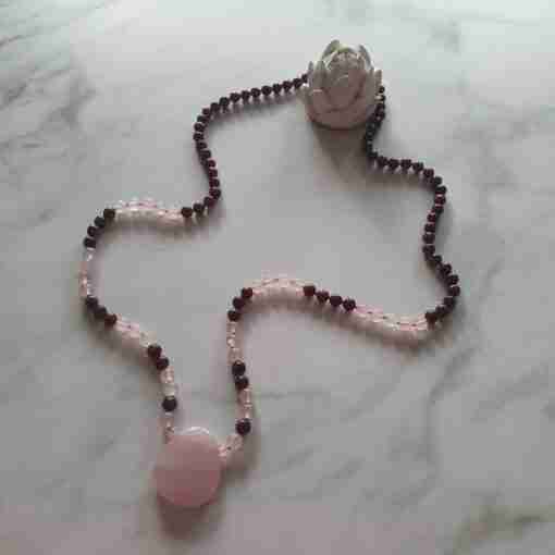 Lepidolith-Rosenquarz-Mala + Armband – Bild 7