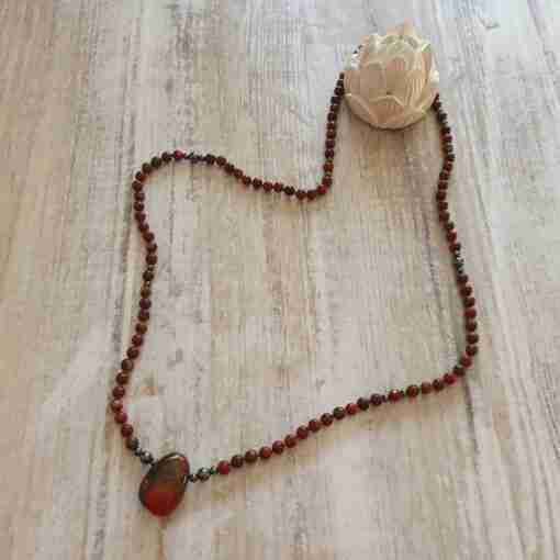 Jaspis ("Brekzien-Jaspis") -Hämatit-Mala mit passendem Armband – Bild 7