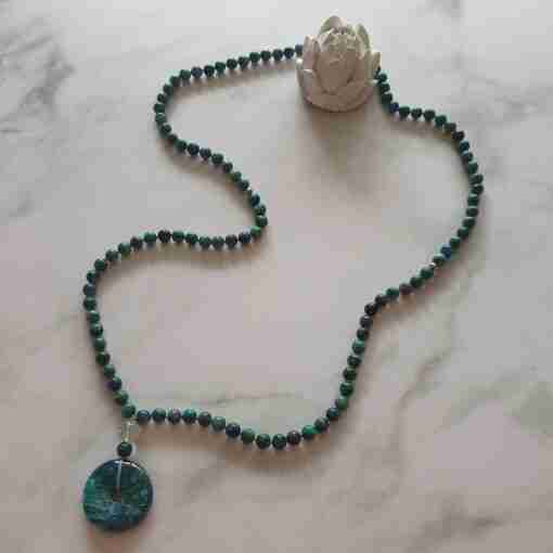 Chrysokoll-Mala + Armband – Bild 7