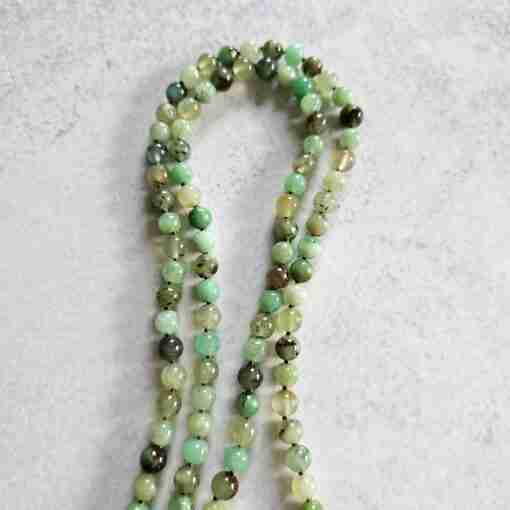 Chrysopras-Mala (4) mit Seidenquaste – Bild 9