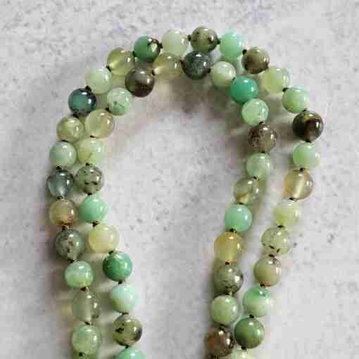 Chrysopras-Mala (4) mit Seidenquaste – Bild 10