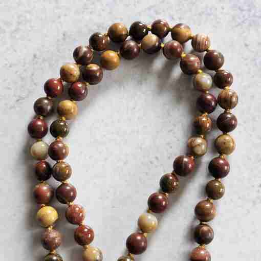 Gelbe, rote und braune Achat-Mala mit "Crazy Lace"-Achat-Anhänger – Bild 11