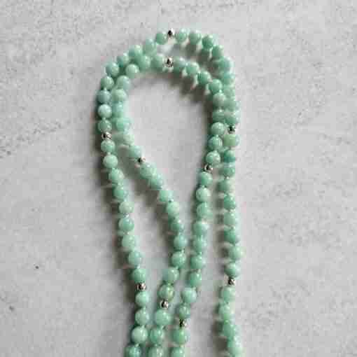 Amazonit (Peruanischer Amazonit) -Mala mit Amazonit-Anhänger und Armband – Bild 12