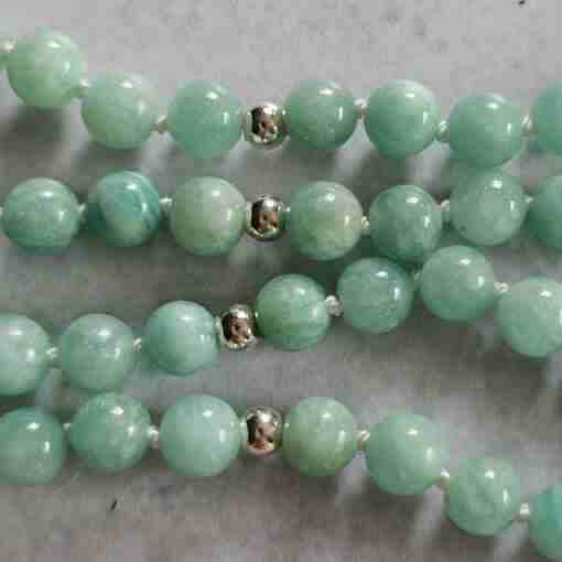 Amazonit (Peruanischer Amazonit) -Mala mit Amazonit-Anhänger und Armband – Bild 14