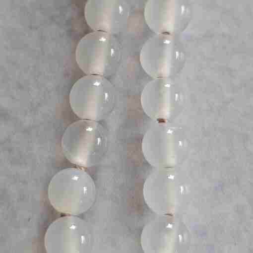Weiße Achat ("Friedensachat")-Rosenquarz-Mala mit Edelstahlanhänger – Bild 15