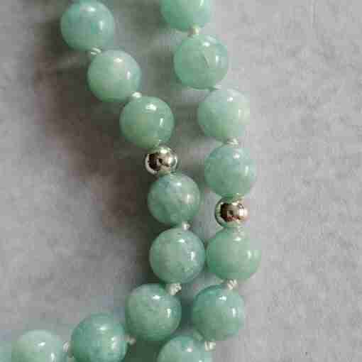 Amazonit (Peruanischer Amazonit) -Mala mit Amazonit-Anhänger und Armband – Bild 15