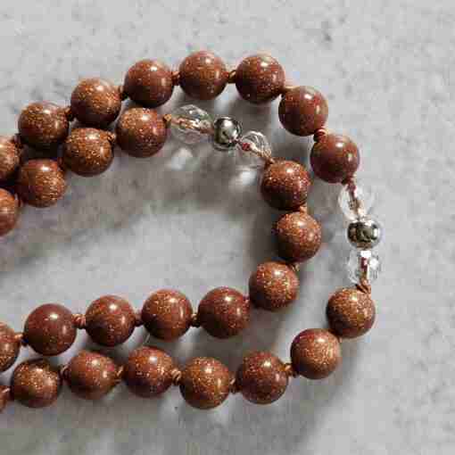 Goldfluss-Bergkristall (facettiert) -Mala (2) mit Goldfluss-Donut und Armband – Bild 16