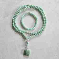 Amazonit (Peruanischer Amazonit) -Mala mit Amazonit-Anhänger und Armband