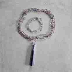 Ametrin-Mala (Nuggets) mit Seidenquaste und Armband