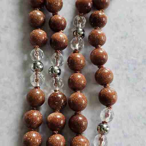 Goldfluss-Bergkristall (facettiert) -Mala (2) mit Goldfluss-Donut und Armband – Bild 2