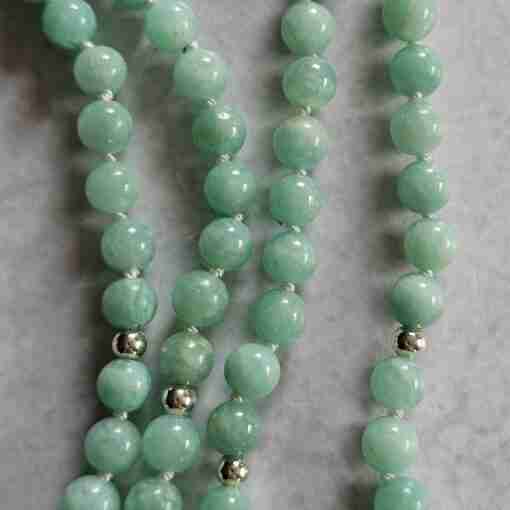 Amazonit (Peruanischer Amazonit) -Mala mit Amazonit-Anhänger und Armband – Bild 2