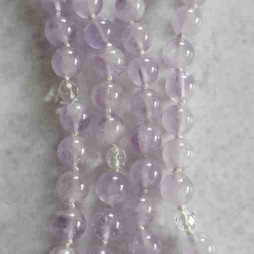 Amethyst ("Lavendelamethyst") -Bergkristall (facettiert) -Mala mit „Lavendelamethyst“-Anhänger – Bild 2