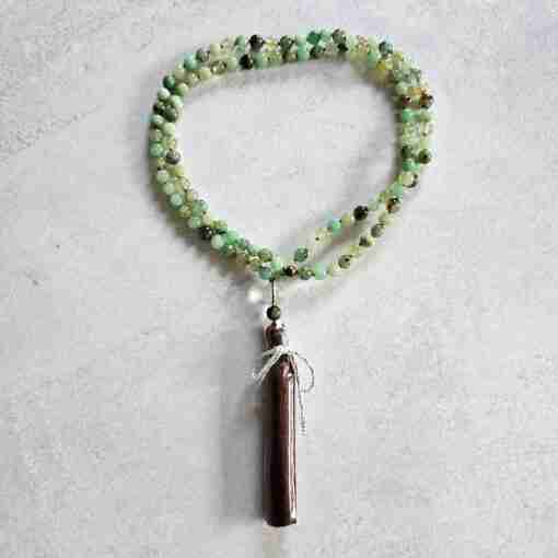 Chrysopras-Mala (4) mit Seidenquaste – Bild 3