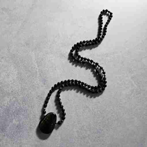 Falkenaugen-Pyrit-Mala mit Falkenaugen-Anhänger – Bild 3