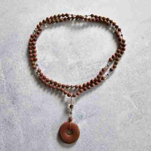Goldfluss-Bergkristall (facettiert) -Mala (2) mit Goldfluss-Donut und Armband – Bild 3