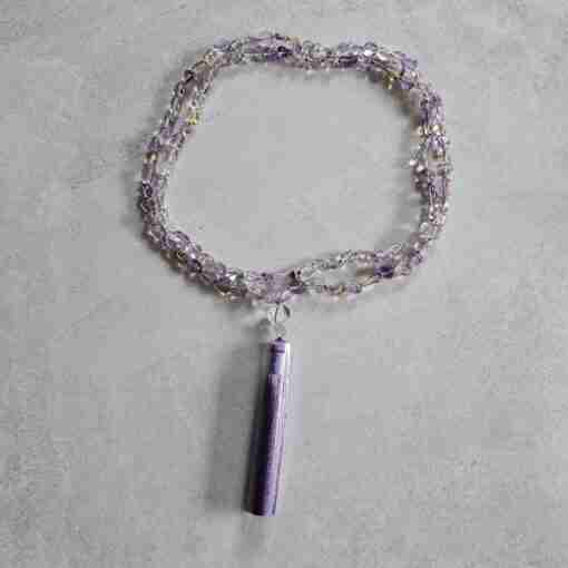 Ametrin-Mala (Nuggets) mit Seidenquaste und Armband – Bild 3