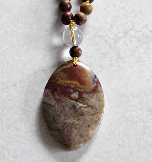 Gelbe, rote und braune Achat-Mala mit "Crazy Lace"-Achat-Anhänger – Bild 6