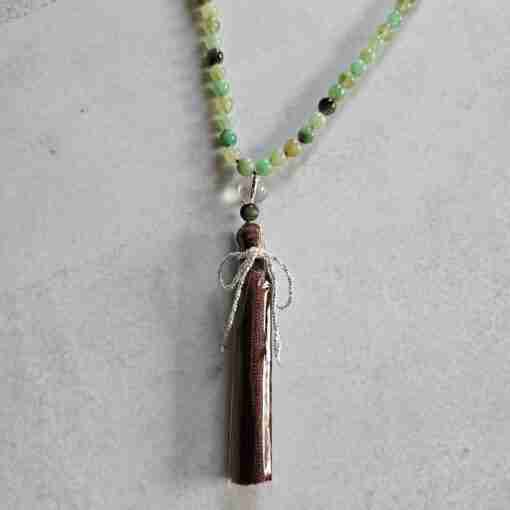 Chrysopras-Mala (4) mit Seidenquaste – Bild 6