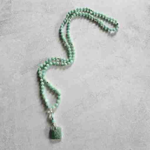 Amazonit (Peruanischer Amazonit) -Mala mit Amazonit-Anhänger und Armband – Bild 6