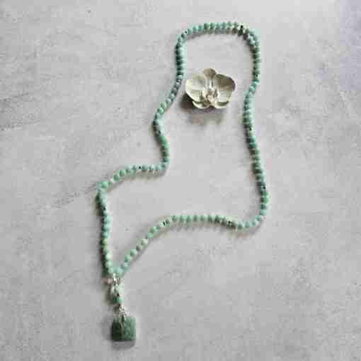 Amazonit (Peruanischer Amazonit) -Mala mit Amazonit-Anhänger und Armband – Bild 7