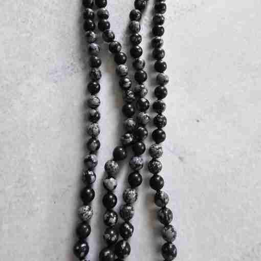 Obsidian („Schneeflocken-Obsidian“) -Mala mit „Schneeflocken-Obsidian“-Donut – Bild 9