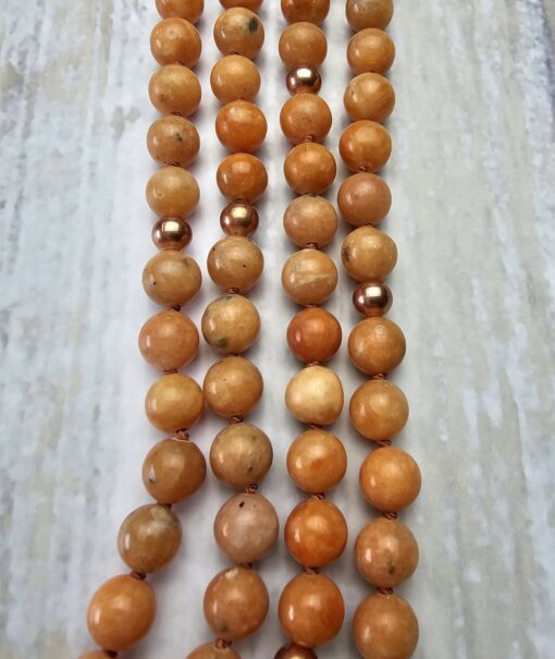 Calcit (orangefarben) -Kupfer-Mala mit orangefarbenem Aventurinquarz-Donut – Bild 10