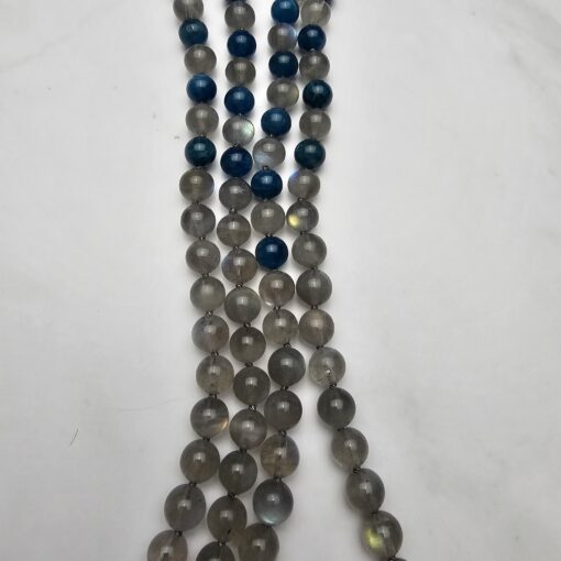 Labradorit-Apatit (blau) -Mala mit Baumwollquaste und Armband – Bild 10