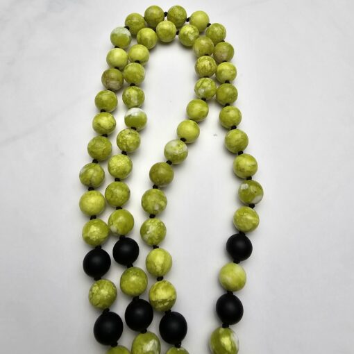 Lizardit (Serpentin) -Obsidian (matt) -Mala (2) mit Lizardit-Anhänger – Bild 10