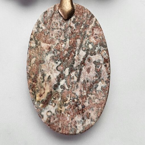 Meta-Rhyolith („Leopardenstein“) -Mala, matt (2), mit „Leopardenstein“-Anhänger und Armband – Bild 10