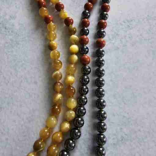 Hämatit-Jaspis (rot) -Tigeraugen-Mala (3) mit Tigereisen-Donut – Bild 9